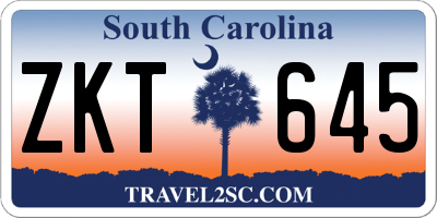 SC license plate ZKT645