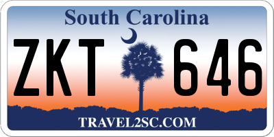 SC license plate ZKT646