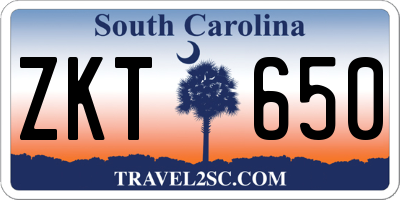 SC license plate ZKT650