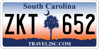 SC license plate ZKT652
