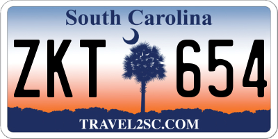 SC license plate ZKT654