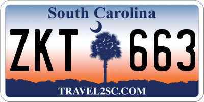 SC license plate ZKT663