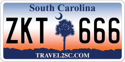 SC license plate ZKT666