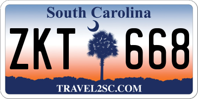 SC license plate ZKT668