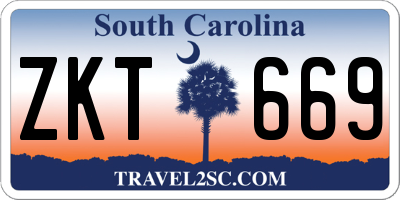 SC license plate ZKT669