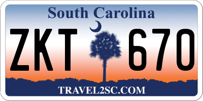 SC license plate ZKT670