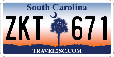 SC license plate ZKT671