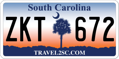 SC license plate ZKT672