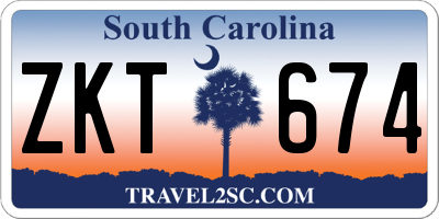 SC license plate ZKT674