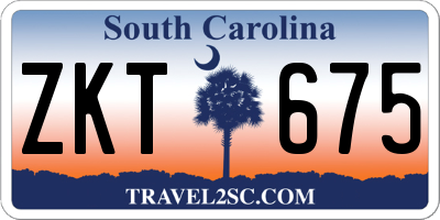 SC license plate ZKT675