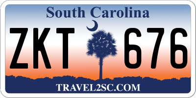 SC license plate ZKT676