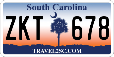 SC license plate ZKT678