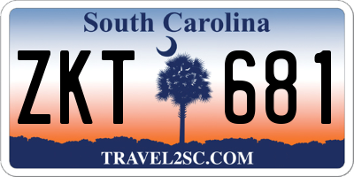 SC license plate ZKT681