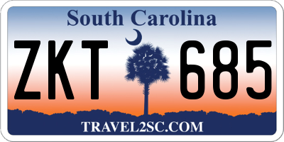 SC license plate ZKT685