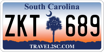 SC license plate ZKT689