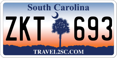 SC license plate ZKT693