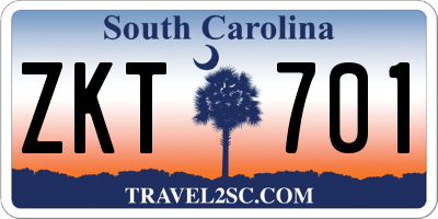 SC license plate ZKT701