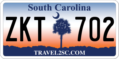 SC license plate ZKT702