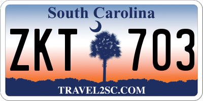 SC license plate ZKT703