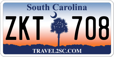SC license plate ZKT708