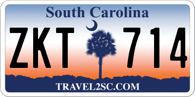 SC license plate ZKT714