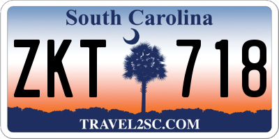 SC license plate ZKT718
