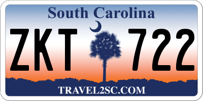 SC license plate ZKT722