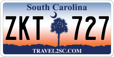 SC license plate ZKT727
