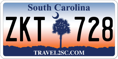 SC license plate ZKT728