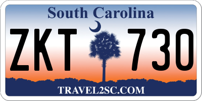 SC license plate ZKT730