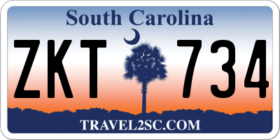SC license plate ZKT734