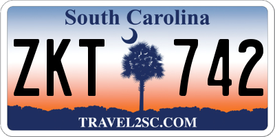 SC license plate ZKT742
