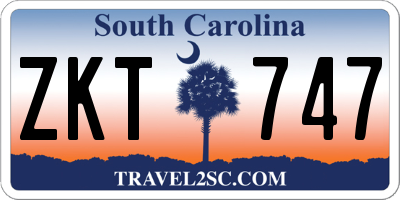 SC license plate ZKT747