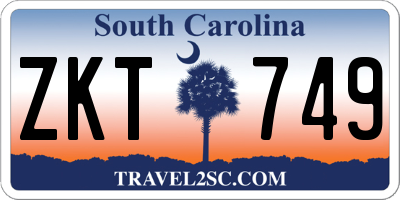 SC license plate ZKT749