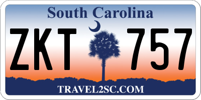 SC license plate ZKT757