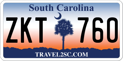 SC license plate ZKT760