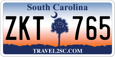 SC license plate ZKT765