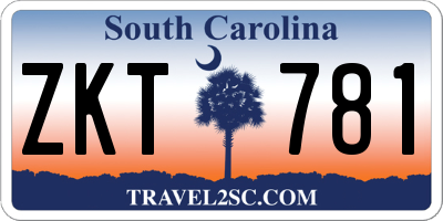 SC license plate ZKT781