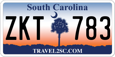 SC license plate ZKT783