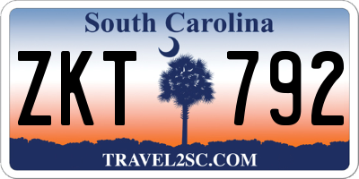 SC license plate ZKT792