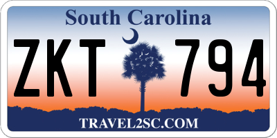 SC license plate ZKT794