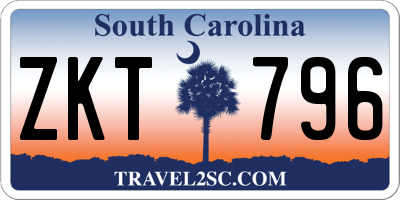 SC license plate ZKT796