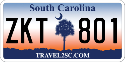 SC license plate ZKT801