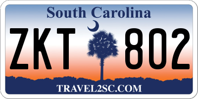 SC license plate ZKT802