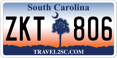 SC license plate ZKT806