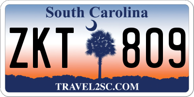 SC license plate ZKT809