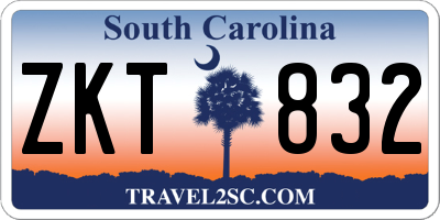 SC license plate ZKT832