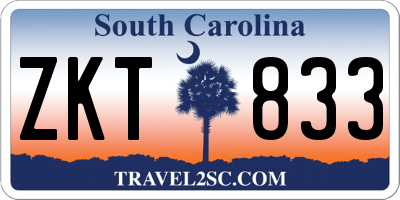SC license plate ZKT833