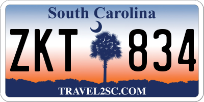 SC license plate ZKT834