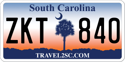 SC license plate ZKT840